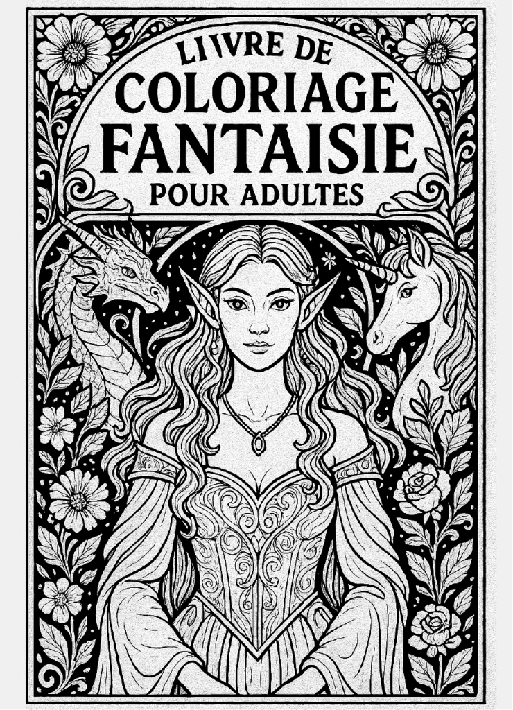 1ère page de couverture du livre de coloriage fantaisie pour adulte de Sandra Moliner