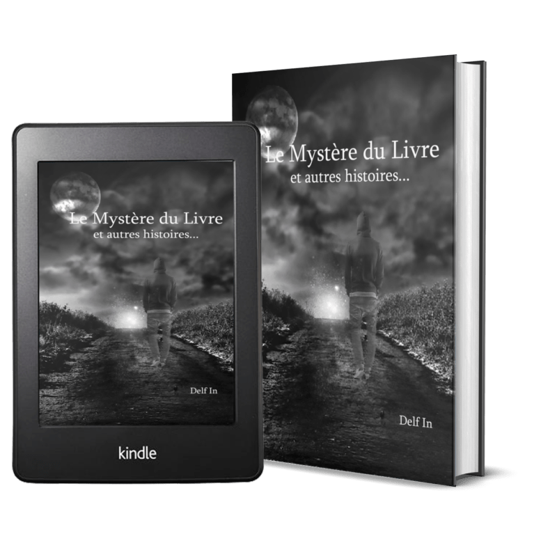 Image reprenant la couverture en version papier et numérique du recueil de nouvelles fantastiques Le Mystère du Livre de Delf In