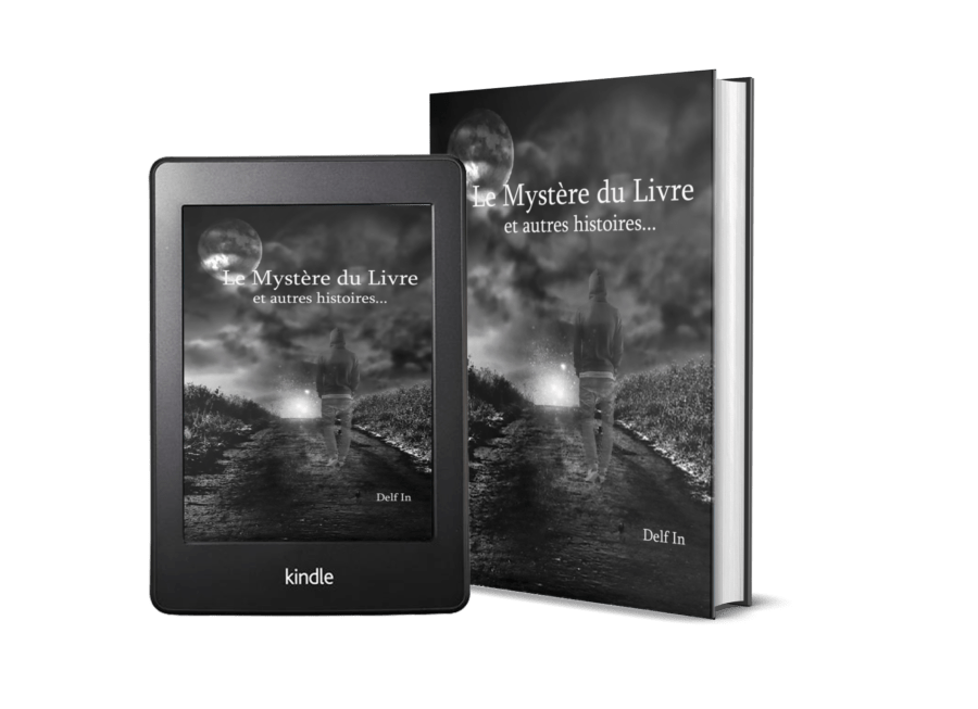 Image reprenant la couverture en version papier et numérique du recueil de nouvelles fantastiques Le Mystère du Livre de Delf In