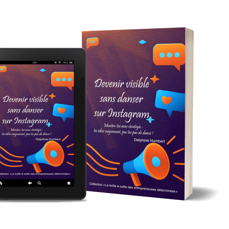 Mock up représentant la couverture de Devenir Visible sans Danser sur Instagram de Ac'Com, en version papier et version ebook