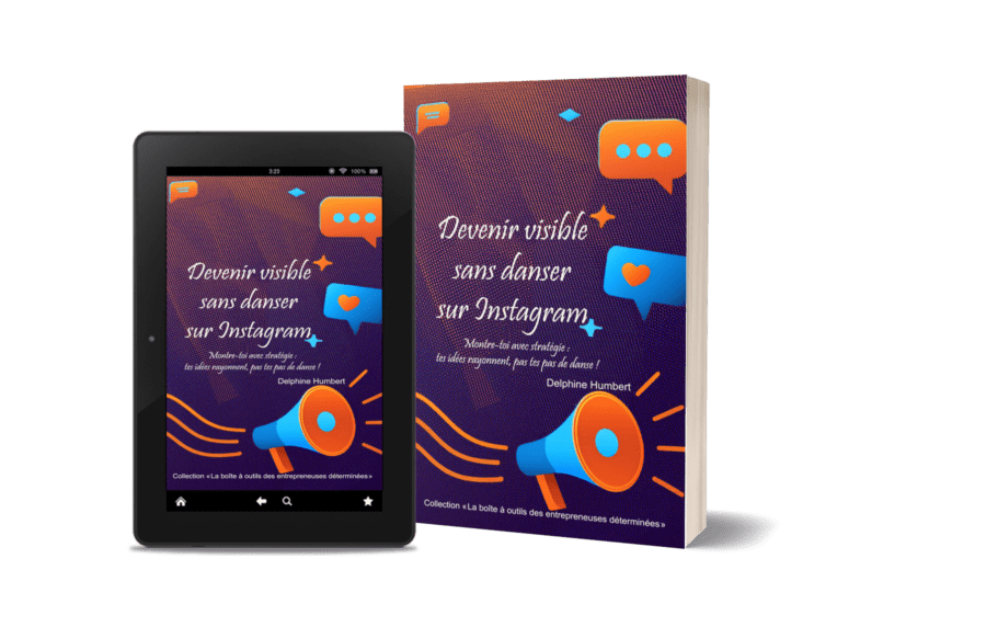 Mock up représentant la couverture de Devenir Visible sans Danser sur Instagram de Ac'Com, en version papier et version ebook