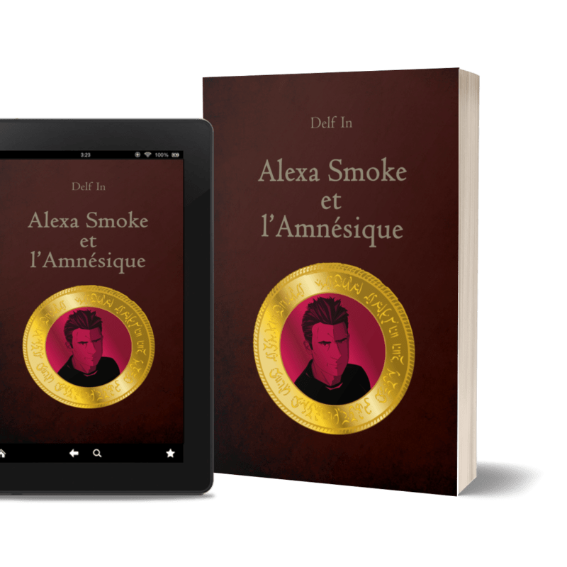 Mock Up représentant le livre Alexa SMoke et l'Amnésique en version papier et numérique