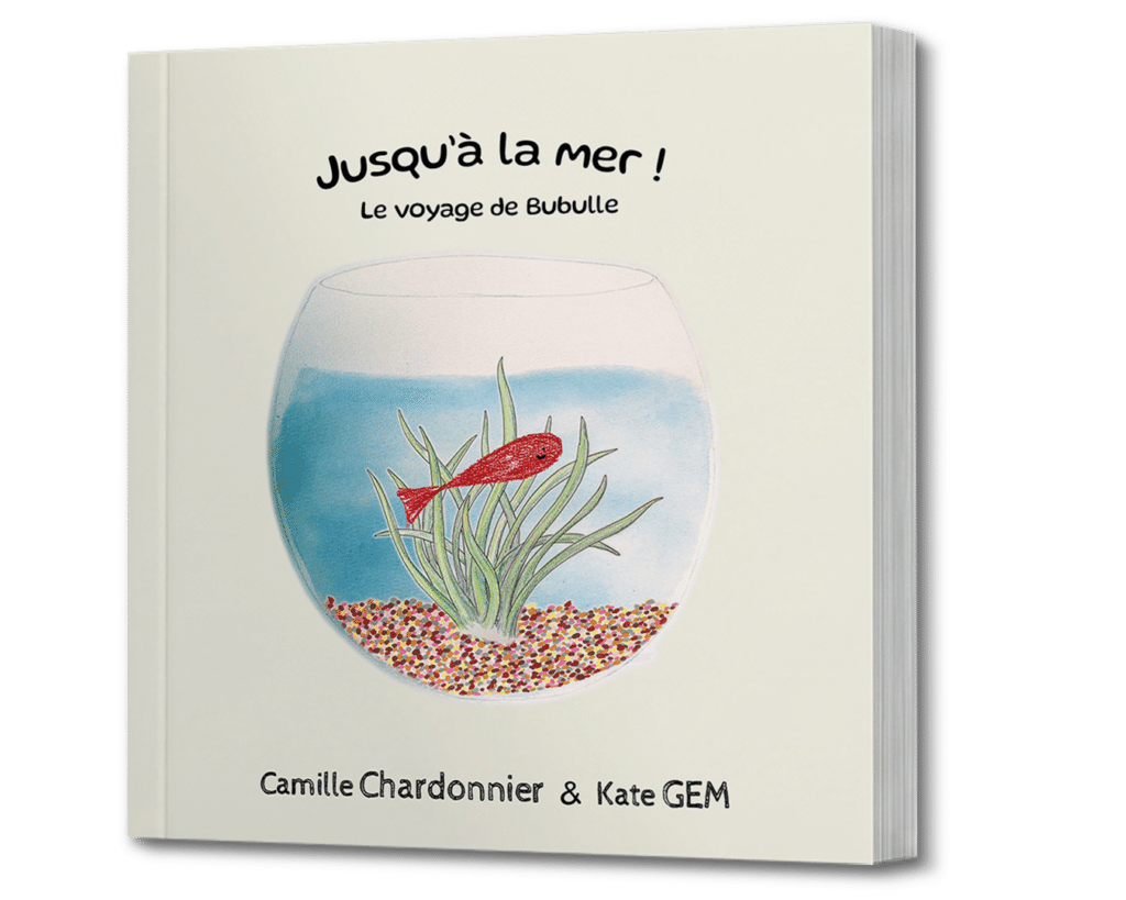 mock up du livre jeunesse Jusqu'à la Mer ! Le Voyage de Bubulle, de l'auteure indépendante Camille Chardonnier