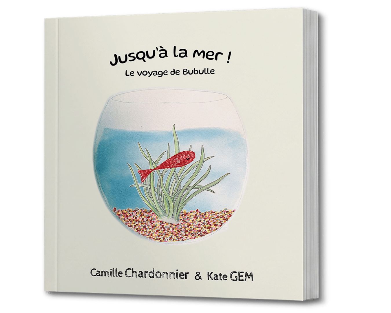 mock up du livre jeunesse Jusqu'à la Mer ! Le Voyage de Bubulle, de l'auteure indépendante Camille Chardonnier